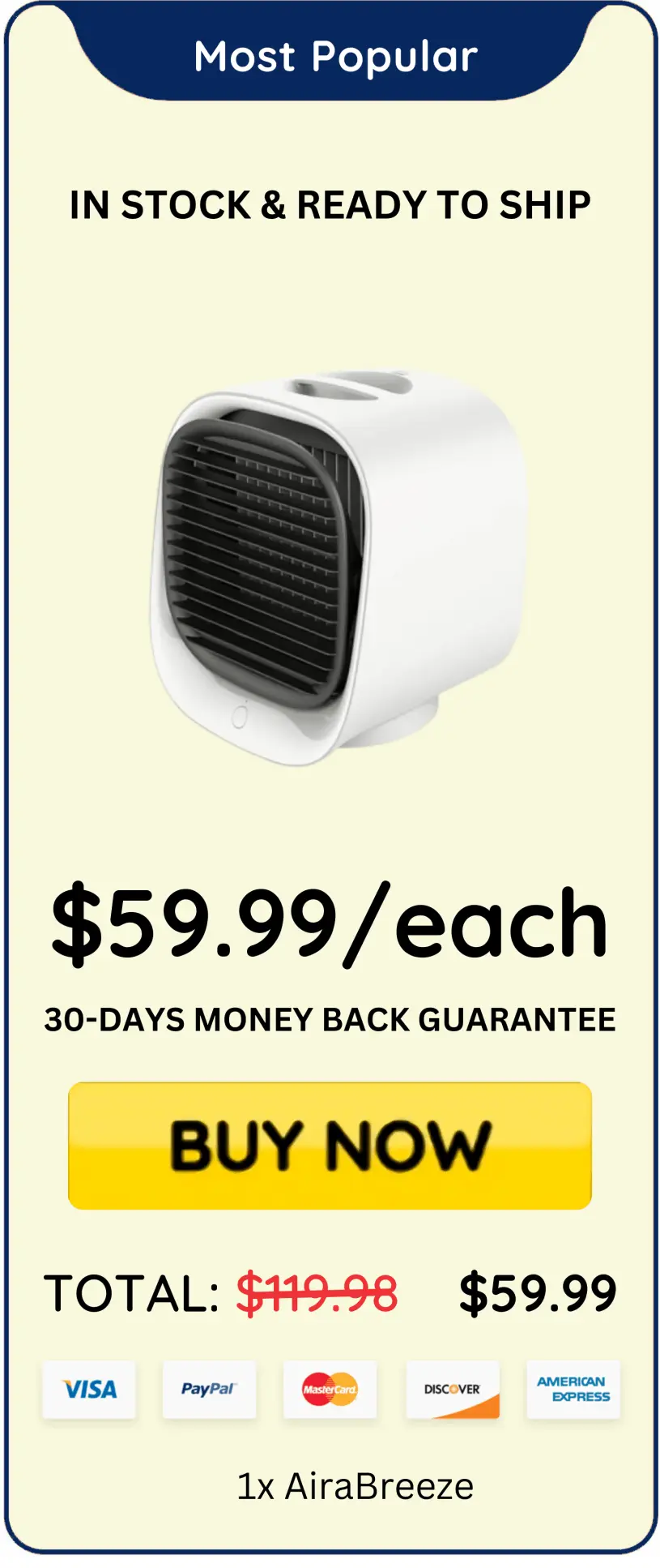 AiraBreeze Portable Cooler package price